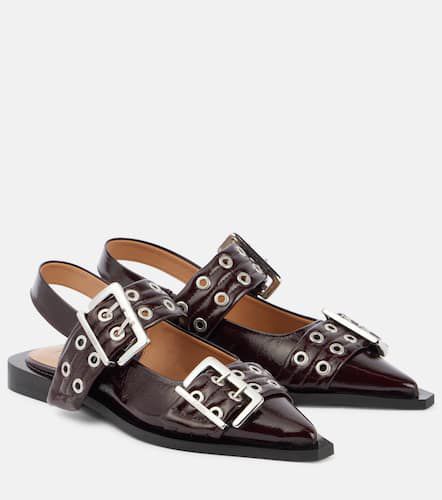 Ganni Leather slingback flats - Ganni - Modalova