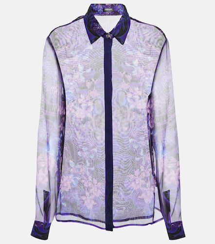 Camicia in chiffon di seta con stampa - Versace - Modalova