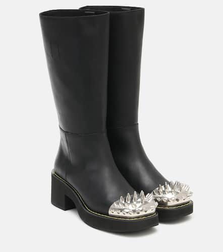 Embellished leather knee-high boots - Miu Miu - Modalova