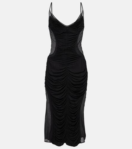 Vestido midi de malla fruncido - Mugler - Modalova