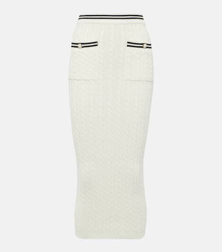 Striped cable-knit cotton midi skirt - Alessandra Rich - Modalova