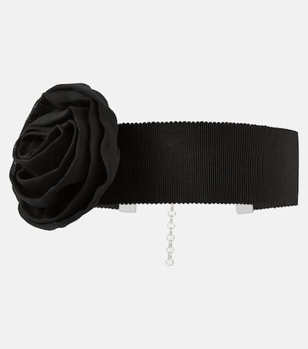 Choker in raso con applicazioni di rose - Blumarine - Modalova