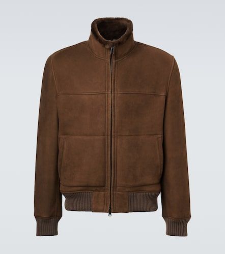 Shearling-lined suede bomber jacket - Thom Sweeney - Modalova