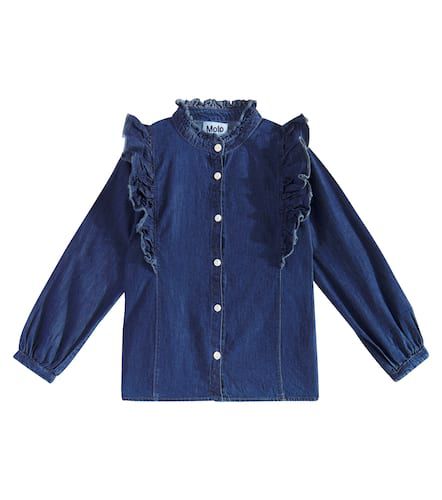 Camisa Raphaella en denim con volantes - Molo - Modalova