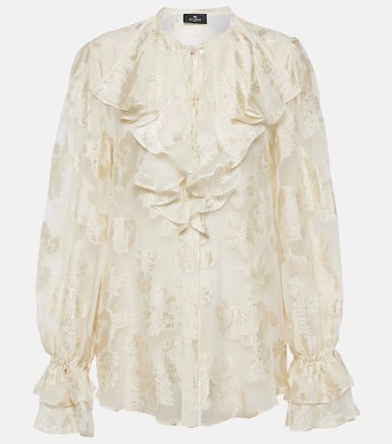 Ruffled floral silk-crepon blouse - Etro - Modalova
