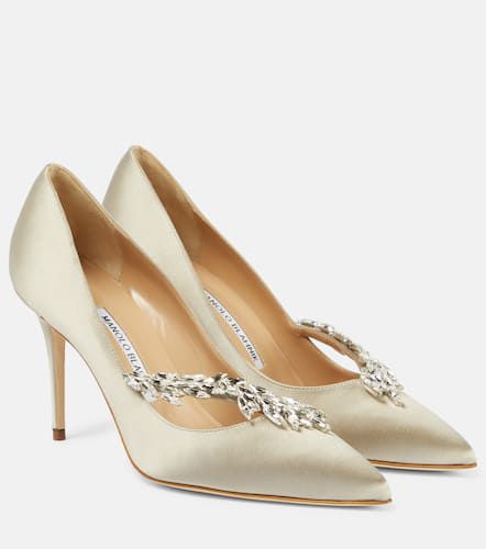 Pumps Nadira 90 in raso con cristalli - Manolo Blahnik - Modalova