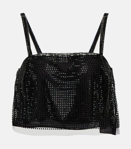 Crystal-embellished tulle crop top - Prada - Modalova