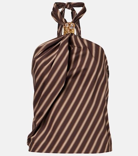 Gathered striped cotton-blend top - Jacques Wei - Modalova