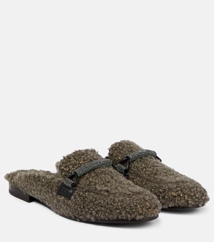 Embellished shearling slippers - Brunello Cucinelli - Modalova