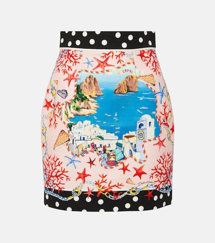 Minifalda Capri de algodón estampada - Dolce&Gabbana - Modalova