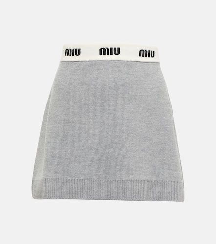 Miu Miu Logo wool miniskirt - Miu Miu - Modalova