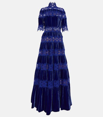 Lissie lace, silk, and velvet gown - Costarellos - Modalova