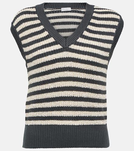 Embellished cotton knit vest - Brunello Cucinelli - Modalova