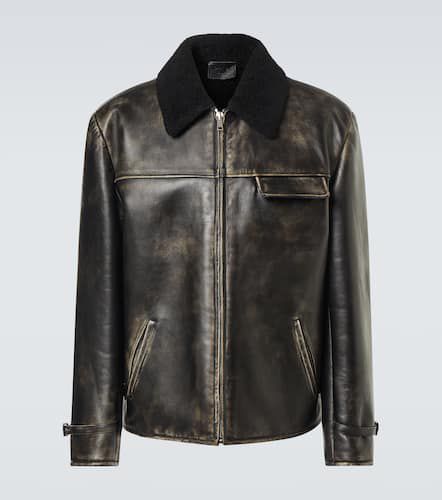 Prada Lederjacke mit Shearling - Prada - Modalova