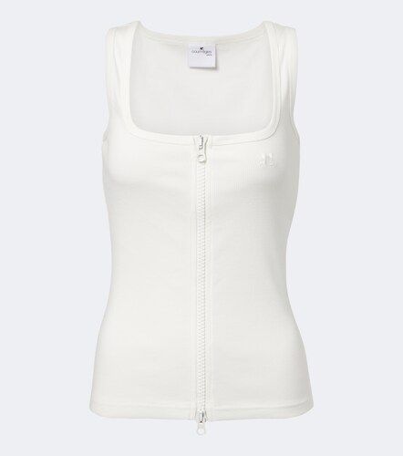 Courrèges Tank top in cotone a coste con zip - Courreges - Modalova