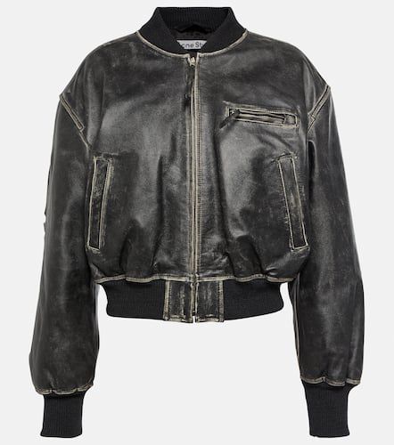 Cropped leather bomber jacket - Acne Studios - Modalova