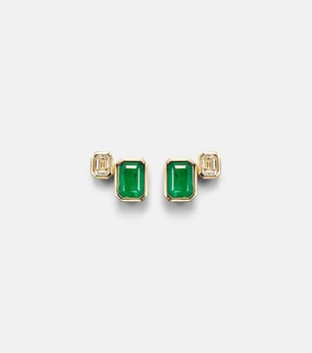Pendientes Two Step de oro de 18 ct con esmeraldas y diamantes - Shay Jewelry - Modalova