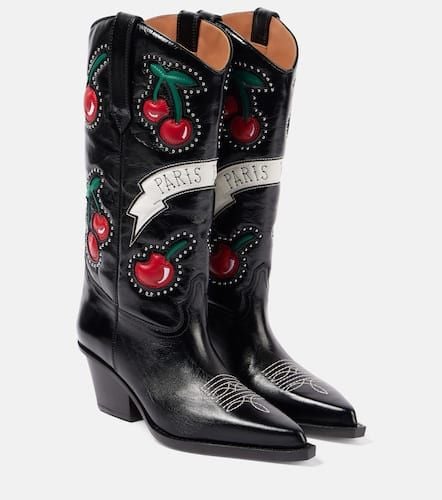 Patch-appliquÃ© leather cowboy boots - Paris Texas - Modalova