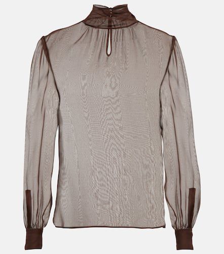 Sheer mockneck silk blouse - Saint Laurent - Modalova