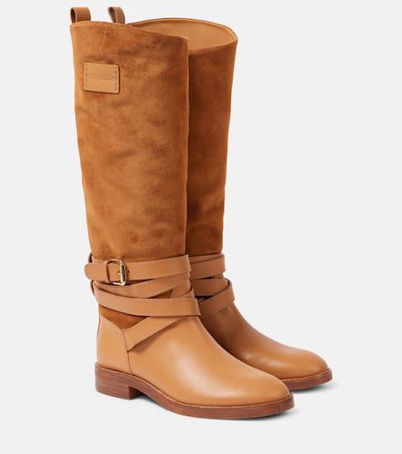 See By Chloé Anim suede-trimmed leather knee-high boots - See By Chloe - Modalova