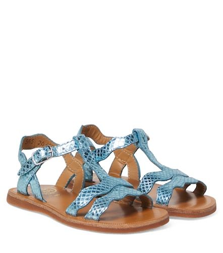 Plagette metallic leather sandals - Pom d'Api - Modalova