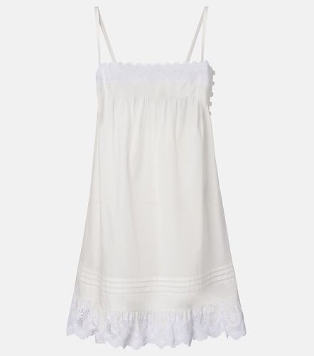 Vestido lencero de algodón con encaje - Saint Laurent - Modalova