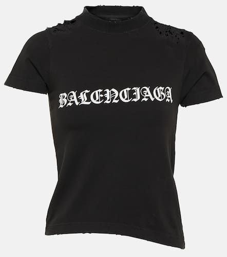 Gothic Type Shrunk cotton-blend T-shirt - Balenciaga - Modalova