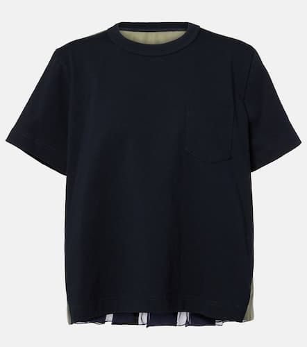 T-shirt in jersey di cotone e twill - Sacai - Modalova