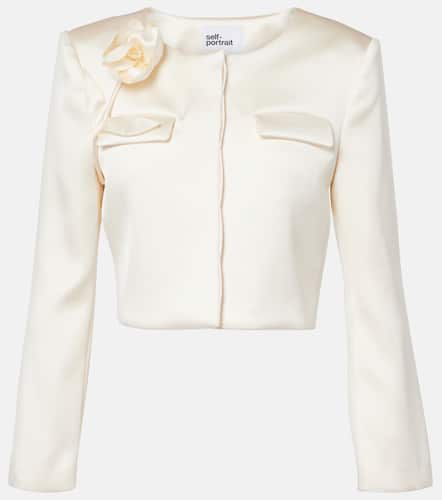 Blazer Cream 3D Flower in raso - Self-Portrait - Modalova