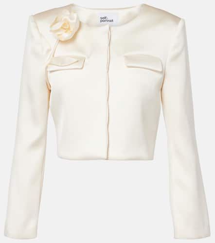 Cream 3D Flower satin blazer - Self-Portrait - Modalova