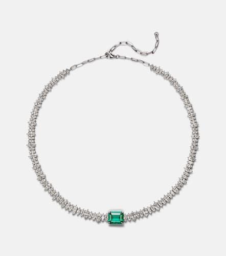 Kt white gold choker with diamonds and emerald - Anita Ko - Modalova