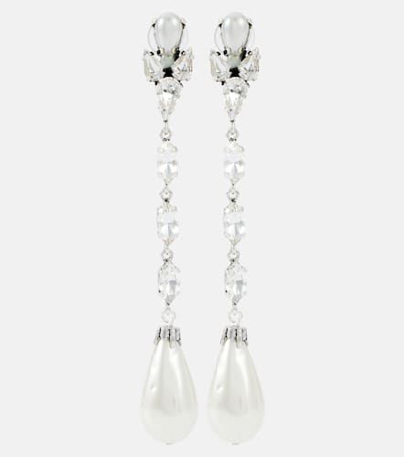 Drop clip-on earrings with faux pearls - Saint Laurent - Modalova