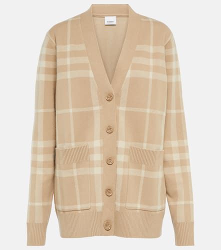 Cardigan in lana e cashmere a quadri - Burberry - Modalova