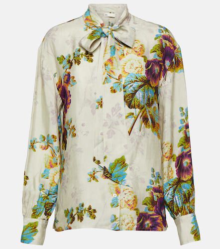 Tory Burch Blusa de satén floral - Tory Burch - Modalova