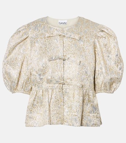 Top de brocado con mangas abullonadas - Ganni - Modalova