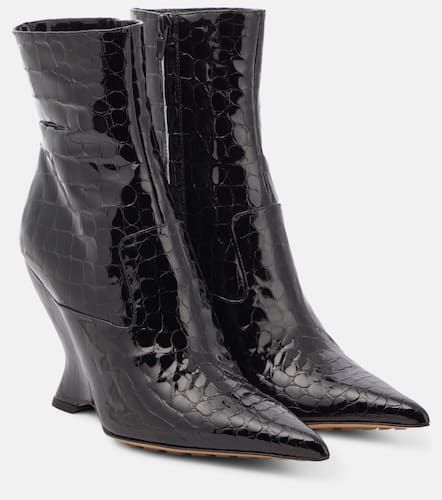 Punta croc-effect leather ankle boots - Bottega Veneta - Modalova