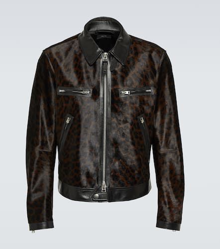 Printed leather-trimmed calf hair jacket - Tom Ford - Modalova