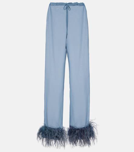 OsÃ©ree Plumage feather-trimmed wide-leg pants - Oseree - Modalova