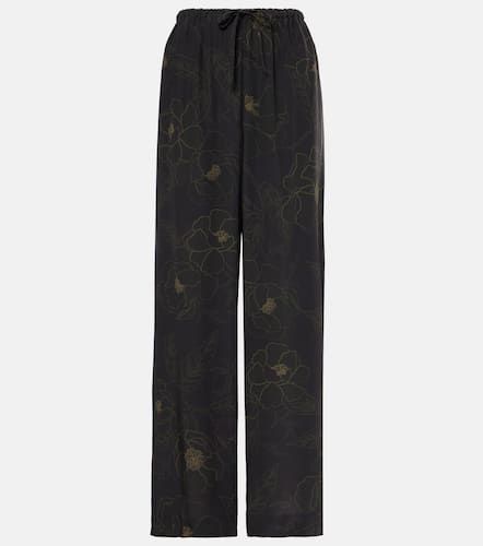 Pantalones rectos de seda floral - Dries Van Noten - Modalova