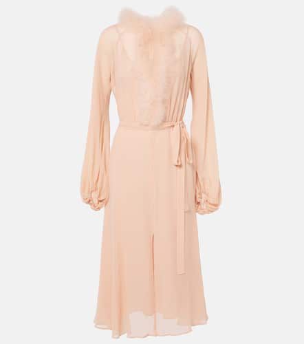 Georg feather-trimmed midi dress - Blumarine - Modalova