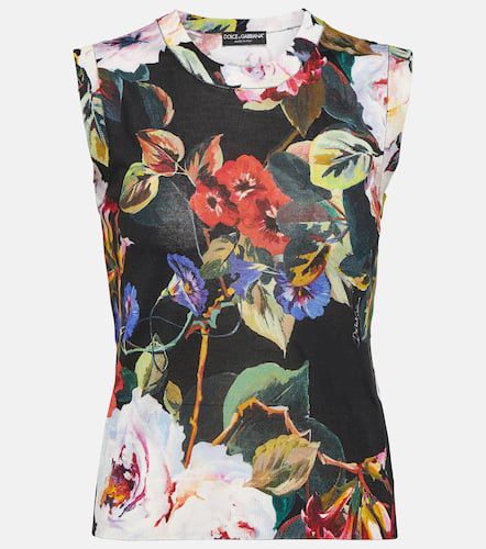 Top in seta con stampa floreale - Dolce&Gabbana - Modalova