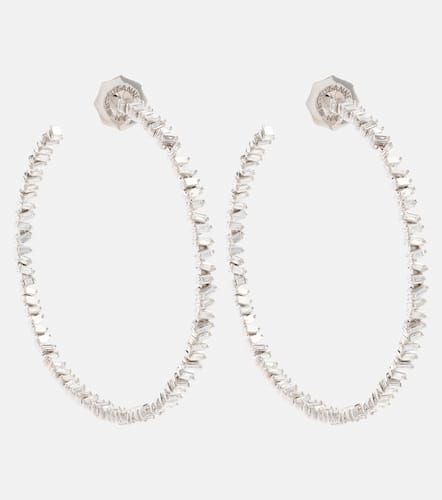 Classic 18kt white gold hoop earrings with diamonds - Suzanne Kalan - Modalova