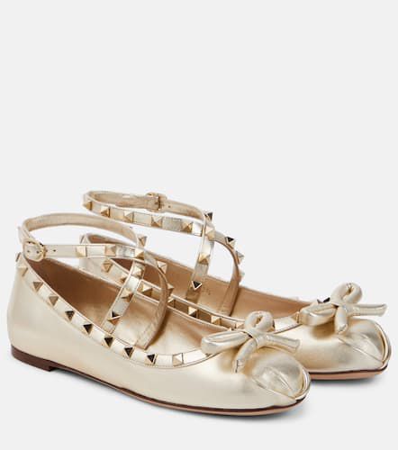 Bailarinas Rockstud de piel metalizada - Valentino Garavani - Modalova