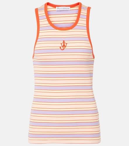 Logo striped cotton jersey tank top - JW Anderson - Modalova