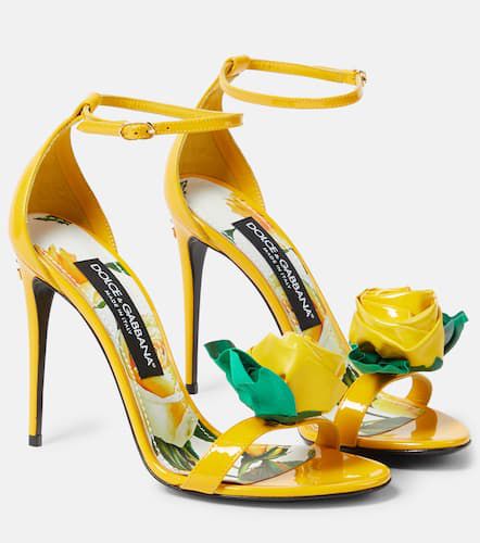 Keira floral-appliquÃ© patent leather sandals - Dolce&Gabbana - Modalova