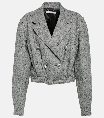Herringbone cropped wool-blend jacket - Alessandra Rich - Modalova