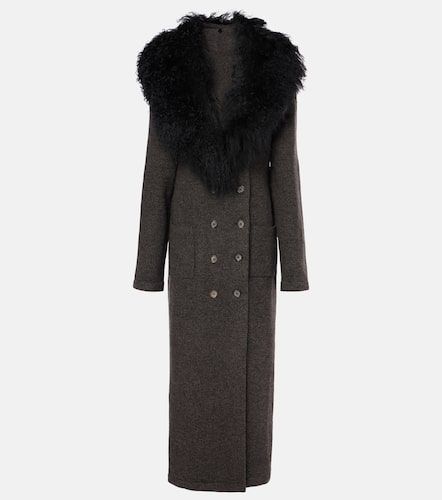 Shearling-trimmed cashmere coat - Magda Butrym - Modalova