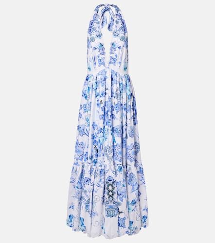 Embellished halterneck cotton poplin maxi dress - Camilla - Modalova