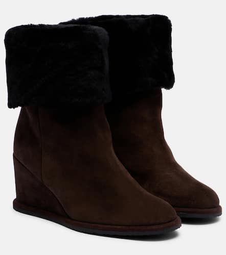 Bottines compensées en daim et shearling - Yves Salomon - Modalova