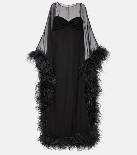 Vestido de fiesta de seda con plumas - Valentino - Modalova